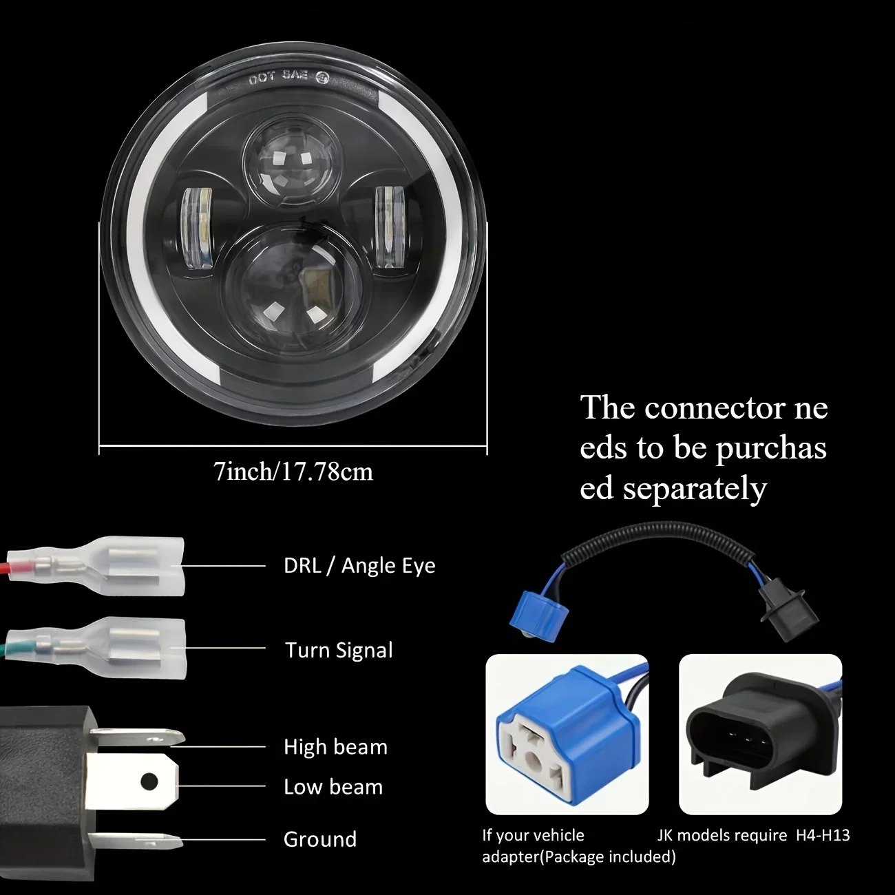 50W 7Inch 17.78cm LED Angel Ey - Universal Motorcycle Led Headlight Projector review and price